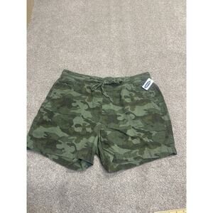 Military Grunge Safari relaxed resort edgy Old Navy HR Linen Blend Camo Shorts L